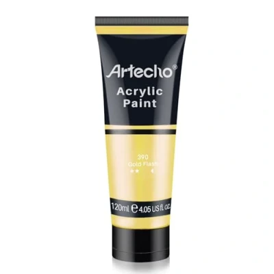 Abbildung von Artecho Acrylfarbe Schillerndes Gold 120 ml, Wasserfest und Lichtecht, Schnell Trocknend, für Leinwand, Holz, Stoff, Handwerk, Leder Stein.