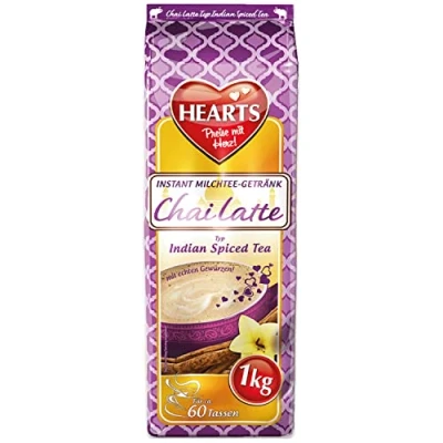 Abbildung von HEARTS Chai Latte Instant Milchtee Pulver 1kg, leicht löslich, 60 Tassen einfach zu genießen für zuHause und Gastronomie