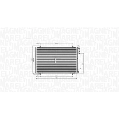 Abbildung von MAGNETI MARELLI 350203825000 Klimakondensator 575x358x16 358mm 575mm 16mm PEUGEOT: 206 Schrägheck, 206+ SW