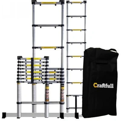 Abbildung von 𝐂𝐑𝐀𝐅𝐓𝐅𝐔𝐋𝐋 Aluminium Teleskopleiter CF 101A 𝟑 𝐉𝐀𝐇𝐑𝐄 𝐆𝐀𝐑𝐀𝐍𝐓𝐈𝐄 Trittleiter Leiter ausziehbar Stehleiter Ausziehleiter Alu Anlegeleiter mit Tragetasche (3.2 Meter)