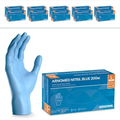 Abbildung von 2000x ARNOMED Einweghandschuhe Blau, Einmalhandschuhe L, Nitrilhandschuhe (10x200 Stk), Handschuhe Einweg puderfrei, Gummihandschuhe Einweg, Nitril, in S, M, L &amp; XL