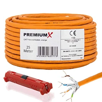Abbildung von Premium X 25m CAT 7 Netzwerkkabel Simplex LAN Kabel Ethernet Datenkabel S/FTP PiMF Eca Cat7 Verlegekabel Installationskabel Cat.7 inkl. Entmanteler
