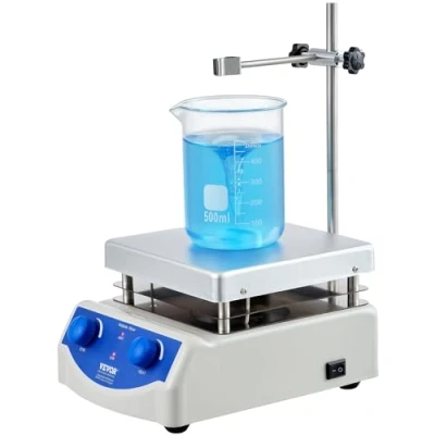 Abbildung von VEVOR Magnetrührer Heizplatte, Max. 380 C, 02000 U/min Heizplatte mit Magnetrührer, 3000 ml Heizplattenrührer, Stützständer und Rührstäbe im Lieferumfang Enthalten, 500 W Heizleistung