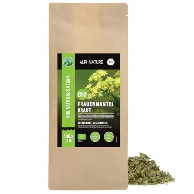 Abbildung von Bio Frauenmantelkraut getrocknet (500g), geschnitten, aus kontrolliert biologischem Anbau, Frauenmanteltee 100% natürlich, ohne Zusätze, Frauenmantel Tee