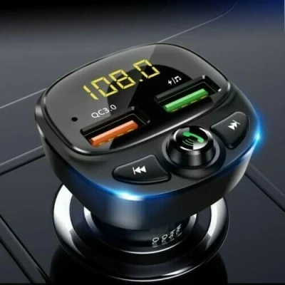 Abbildung von Bluetooth FM Transmitter 5.0, Auto Radio Adapter LED Display Freisprechen Car Kit, KFZ kabelloser Radioempfänger
