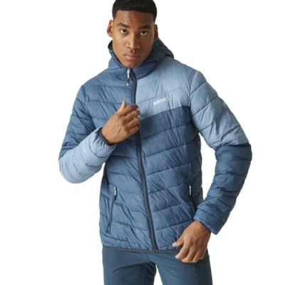 Abbildung von Regatta Herren Men&#039;s Hooded Jacket HillPack II Packaway Wattierte Jacke mit Kapuze, Moonlight Denim/Coronet Blue, XXL
