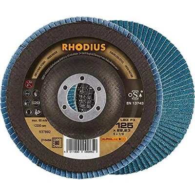 Abbildung von RHODIUS ALPHAline LSZ F3 Fächerschleifscheibe 125 x 22,23 mm K80 10 Stk