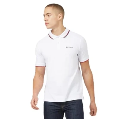 Abbildung von Ben Sherman Herren Poloshirt mit Doppelspitzen, weiß, M