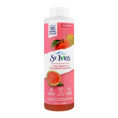 Abbildung von St. Ives Radiant Skin Peeling Duschgel (650 ml), Pink Lemon und Mandarine Orange, hergestellt mit pflanzlichen Reinigern 100 % natürlichen Extrakten, 473 ml