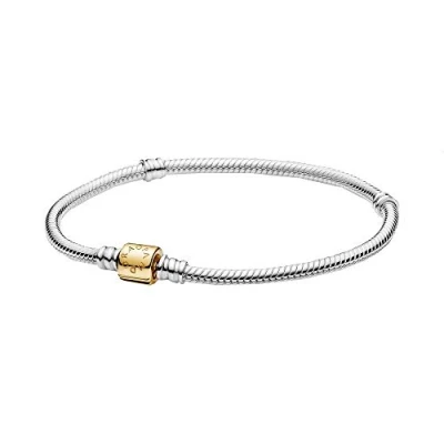 Abbildung von PANDORA Armband &quot;Moments&quot; Silber Schlangenverschluss 14K Gold 599347C00 23 cm