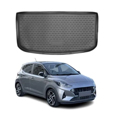 Abbildung von OMAC Kofferraummatte Kofferraumwanne kompatibel mit Hyundai i10 2019 2024 Gummi TPE Schwarz