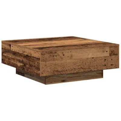 Abbildung von vidaXL Rustikaler Massivholzcouchtisch 80X80 cm Robuster Eichenfinish Inneneinrichtungsdeko natürlicher quadratischer stilvoller