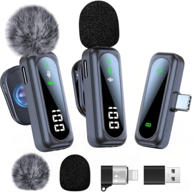 Abbildung von dralud 2 Lavalier Mikrofon für iPhone Handy/Computer, Handy mit Geräuschunterdrückung USB C Android, Ansteckmikrofon Magnetisches YouTube, Podcast, Facebook, Vlogging
