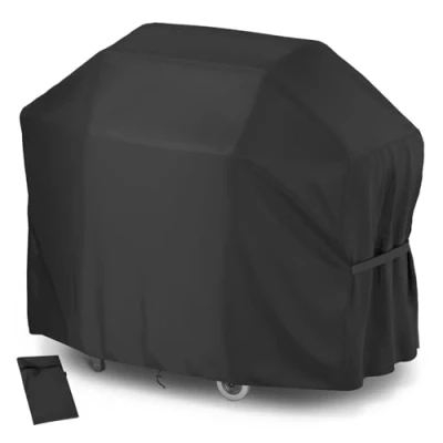 Abbildung von Velway Grillabdeckung 132x68x109cm Wetterfest für Gasgrill Grill Abdeckhaube Regendicht BBQ Abdeckung Cover Schutzhülle Haube Staubdicht Abdeckplane Grillschutz Schwarz