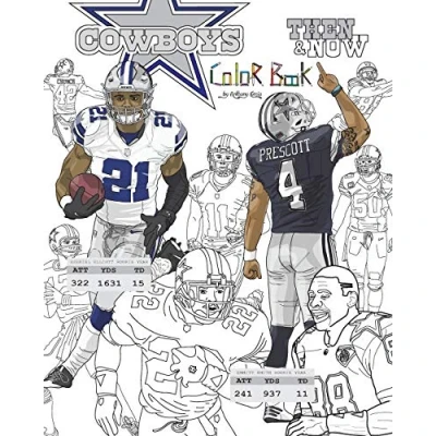Abbildung von Ezekiel Elliott and The Dallas Cowboys: Then Now: Ultimate Football Coloring, Activity Stats Book for Adults Kids