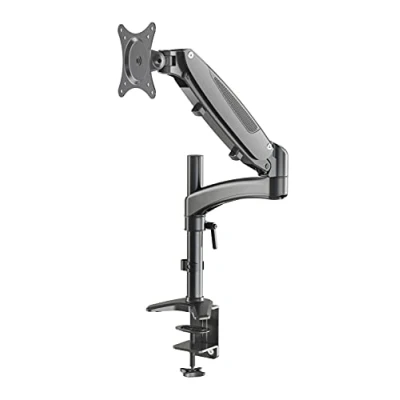 Abbildung von K&amp;M 23873 Bildschirm Halter Schwarz, Stahl Flexible Schreibtisch Halterung für Monitore bis 32 Zoll, Tischplatten 8,5 cm
