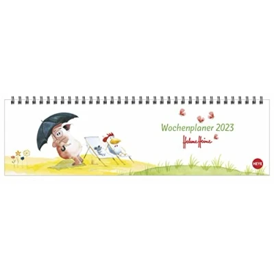 Abbildung von Helme Heine Wochenquerplaner 2023. Praktischer Tischquerkalender mit Spiralbindung. Liebevoll illustrierter Tisch Kalender und seinen Freunden