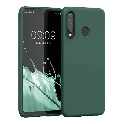 Abbildung von kwmobile Hülle kompatibel mit Huawei P30 Lite weiches TPU Silikon Case Cover geeignet für kabelloses Laden Tannengrün