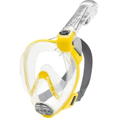 Abbildung von Cressi Duke, Unisex Erwachsene Vollgesichtsmaske Great Vision Schnorcheln mit Trockenschlauch, Gelb (Transparent/Gelb), S/M