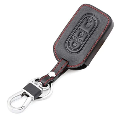 Abbildung von Happyit Leder Autoschlüsselhülle fällen Schlüsselanhänger für Nissan Juke MICRA QUKQAI X Trail NAVARA 3 Knöpfen