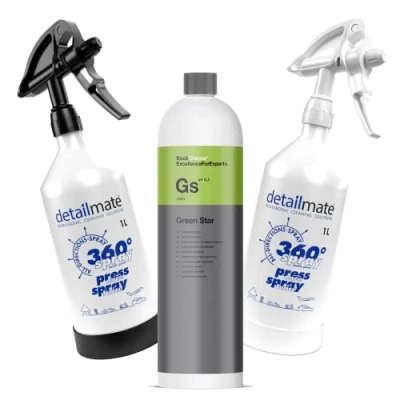 Abbildung von detailmate Set Koch Chemie Green Star Universalreiniger 1L + 2 x Made by Kwazar Mercury Super PRO+ 360 Grad Sprühflasche. Double Action Trigger, 1 Liter