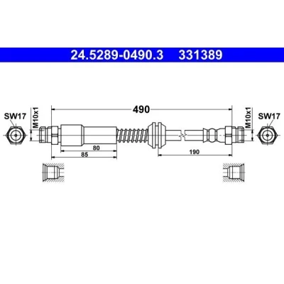 Abbildung von ATE 24.5289 0490.3 Bremsschläuche 490 VOLKSWAGEN: Caddy 3 Kastenwagen, Kombi