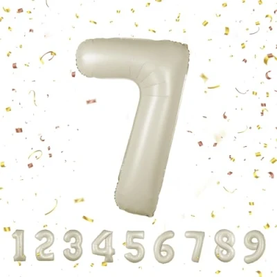 Abbildung von Luftballoons Beige7 Geburtstag zahlen luftballon 7 jahre Folienballon Kindergeburtstag Deko XXL Beige Riesen in 40&quot; 101cm Geburtstagsdeko Ballon Zahl zum