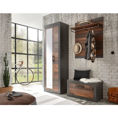 Abbildung von Home affaire Garderoben Set &quot;BROOKLYN&quot;, (Komplett Set, bestehend aus Garderobenschrank mit Spiegel, Garderobenbank und)