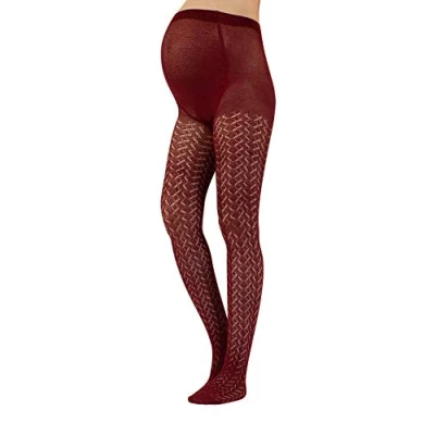 Abbildung von Calzitaly Cotton Crochet Maternity 300 DEN Tights, Damen, Größe: Large, Bordeaux