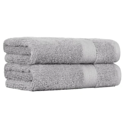 Abbildung von Amazon Basics Händehandtuch Set, ausbleichsicher, 2 Handtücher, Stück, Grau, 50 x 100 cm 100% Baumwolle 500g/m²