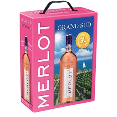Abbildung von Grand Sud Merlot Rosé aus Süd Frankreich Sortentypischer Trocken Roséwein Großpackungen Wein Bag in Box 3l (1 x 3 L)