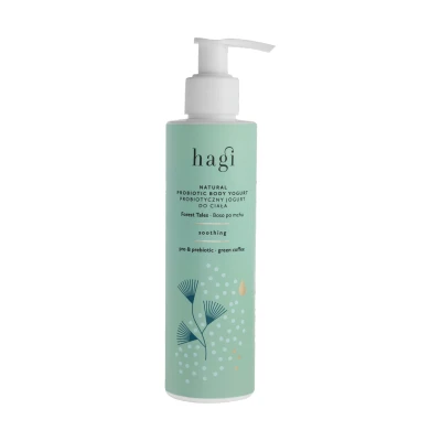 Abbildung von Hagi Forest Tales Natürliches Probiotisches Körperjoghurt, Feuchtigkeitsspendende Formel mit Probiotika, Apfelextrakt, Rosskastanie, Kaffee und Chlorophyll für Regenerierte, Glatte Haut, 200 ml