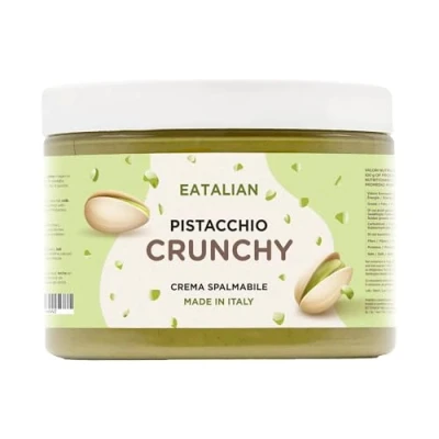 Abbildung von EATALIAN by AMZ BETTER Pistaziencreme CRUNCHY 500 gr, Streichcreme mit Pistazienkörnern, süßer Geschmack, ideal auf Brot, zum Füllen von Süßigkeiten, Eis, Kuchen, Made in Italy