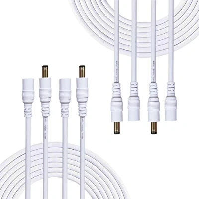 Abbildung von Liwinting 4pcs 1m/3.28Feet DC Verlängerungskabel 5.5 mm x 2.1 Anschlusskabel Verbinderkabel Verteiler Männlich zu Weiblich Verbinder für Netzteil, LED, CCTV Kamera Power Weiß