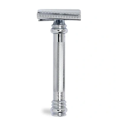 Abbildung von MERKUR Rasierhobel 39C Barber Pole Schrägschnitt Glanzchrom Zweiteiliger Rasierer mit schrägem Schnitt Geschlossener Kamm Ideal für Nassrasur Messing Griffstück Made in Germany