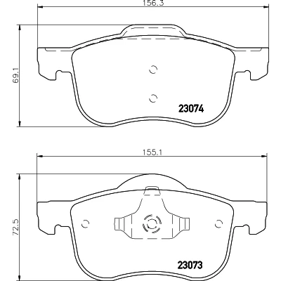 Abbildung von HELLA 8DB 355 008 851 Bremsbelagsatz nicht für Verschleißwarnanzeiger vorbereitet VOLVO: V70 2, S60 I, S80 I