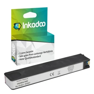 Abbildung von Inkadoo Tinte für HP D8J08A / 980, Magenta Kompatibel OfficeJet Enterprise Color X 555 DN, Flow 585 ca. 6.600 Seiten Tintenpatrone, Druckerpatrone, Patronen, Druckertinte