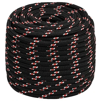 Abbildung von vidaXL Bootsseil Ankerleine Festmacher Tauwerk PP Leine Seil Tau Polypropylenseil Geflochten Flechtleine Schwarz 18mm 100m Polypropylen