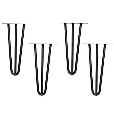 Abbildung von Melko Tischbein Tischgestell Hairpin Tischbeine 4er Set Schwarz Silber Leg Haarnadelbeine Stahl Tisch Tischkufen Legs Esstisch Harpins Tischbein, Bodenschoner