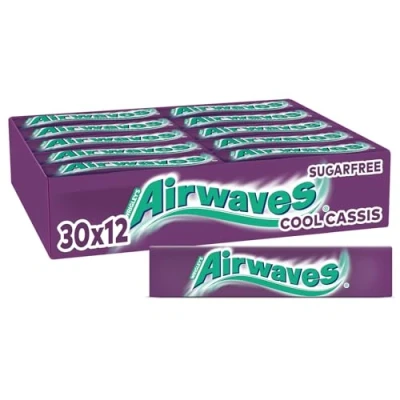 Abbildung von Airwaves Cool Cassis, Zuckerfreier Kaugummi, mit Mentholfrische, 30 Packungen 12 Dragees