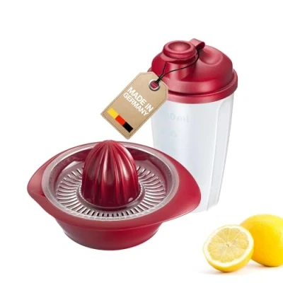 Abbildung von Westmark Fitness Set 2tlg., Zitrus und Orangenpresse Dressingshaker, Fassungsvermögen: je 0,5 l, Kunststoff, Mixery, Limetta, Rot/Transparent, 3091226E