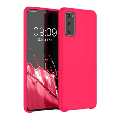 Abbildung von kwmobile Hülle kompatibel mit Samsung Galaxy S20 Silikon Handy Case Handyhülle weiche Oberfläche kabelloses Laden Neon Pink