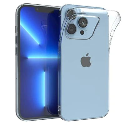 Abbildung von EAZY CASE Hülle kompatibel mit iPhone 13 Pro Schutzhülle Silikon, Ultra dünn, Slimcover, Handyhülle, Silikonhülle, Backcover, Durchsichtig, Klar Transparent