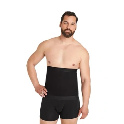Abbildung von FINN Kompressions Gürtel Herren Figurformende Shapewear Bauchbinde aus Baumwolle Starker Body Shaper für Männer mit Bauchweg Effekt Schwarz 4XL