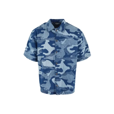 Abbildung von Urban Classics Laser BOXY Hemd, Herren, Größe: XL, Bluelasercamo
