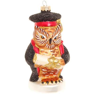Abbildung von Krebs Glas Lauscha Christbaumschmuck &quot;Glasornament Eule &quot;Universitätsprofessor&quot;, Höhe ca. 11 cm&quot;, (1 tlg.), Weihnachtsdeko, Weihnachtsbaumkugel, Christbaumkugeln aus