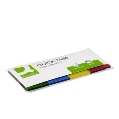 Abbildung von Q Connect Quick Taben transparent, Mehrfarbig, 25 x 45 mm 4 40 Stück