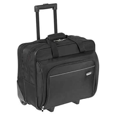 Abbildung von Targus Laptop Rolltasche, passend für Laptops bis zu 16 Zoll, Executive Premium konzipiert geschäftliche, professionelle Reisen und Pendler, wasserabweisend Schwarz (TBR003EU)