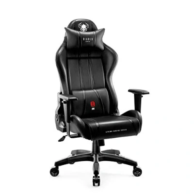 Abbildung von Diablo X One 2.0 Gaming Stuhl Bürostuhl Schreibtischstuhl Verstellbare Armlehnen Ergonomisches Design Nacken/ Lendenkissen Schwarz King (XL)