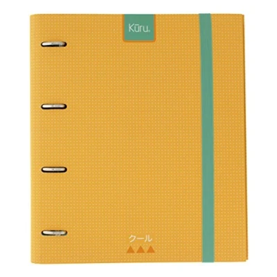 Abbildung von Grafoplás 88102160 carpeta 4 Ringe Schlitzstanzung A4 Kuru mit Umschlag transparent, Fächern und 100 Blatt, 90 g, gelb, Extra Weich